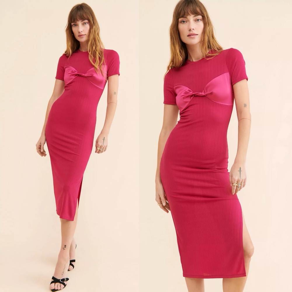 ANTHROPOLOGIE NSR Twist Front Knit Midi Dress Size M